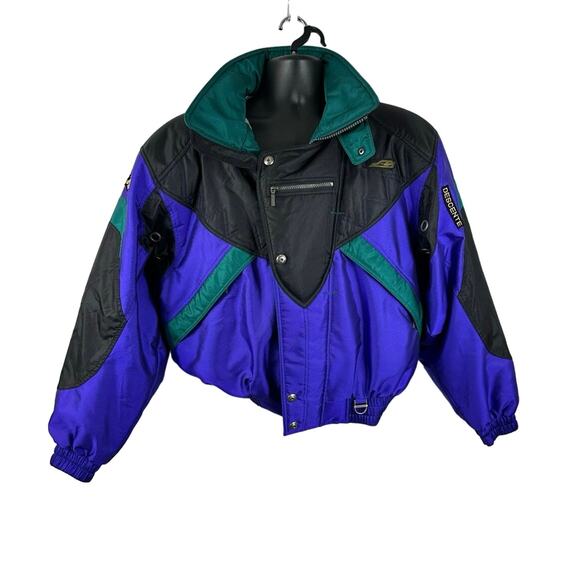 Vintage Descente Colorblock Packable Hood Ski Jacket Size Large 80's 90's Y2K